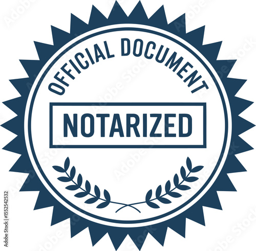 Official document notarized stamp vector graphic for legal and business use with authenticity seal editable stock vector illustration