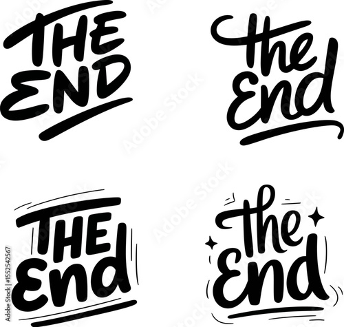 The end typography vector designs ending design illustration final scene conclusion graphic resource art editable stock vector illustration