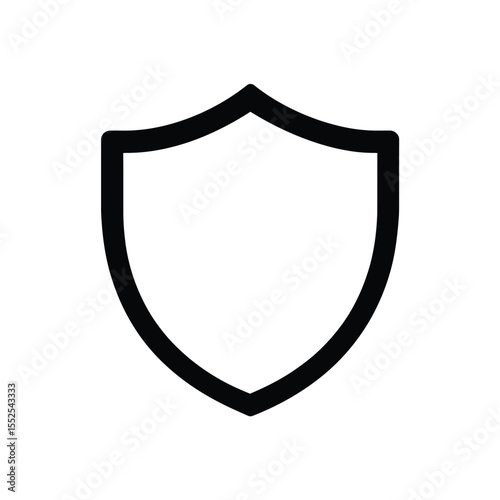 Isolated Shield Outline, Security Guard Symbol, Guarded Sign on White Background