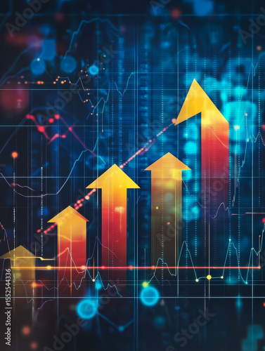 Growth chart business strategy up arrow graph finance stock market or increase money profit diagram on financial concept success economy investment background