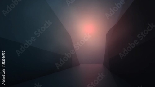 Abstract Building Architecture with Atmospheric Lighting Effect