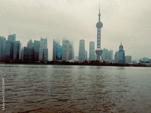 Canvas Print shanghai skyline at dusk