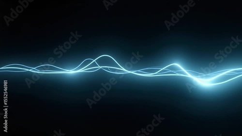Glowing Lines Flowing Horizontally on Dark Background Animation