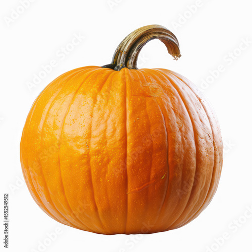 A single orange pumpkin with a brown stem and a transparent background