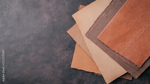 Muted Cocoa Brown Handmade Paper with Rich Texture in Layered Arrangement