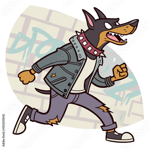 Cool graffiti Doberman street art character