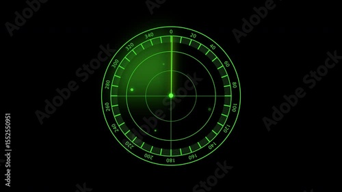 Animation  Radar Navigation is looking for objects , The circular dial of a sonar device, glowing green and Head up display .4k only alpha channel