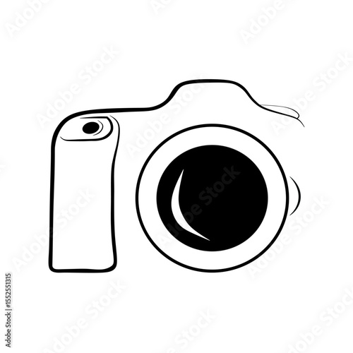 Simple Black and White Line Art Camera Illustration