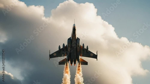 Fighter jet performing aerial display with smoke trails