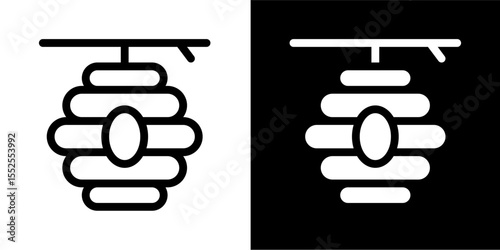 Hanging Beehive Icon: Natural Honey Production & Beekeeping Symbol for Organic & Eco-conscious Brands