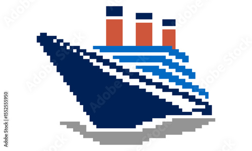 ship boat vector logo pixel art