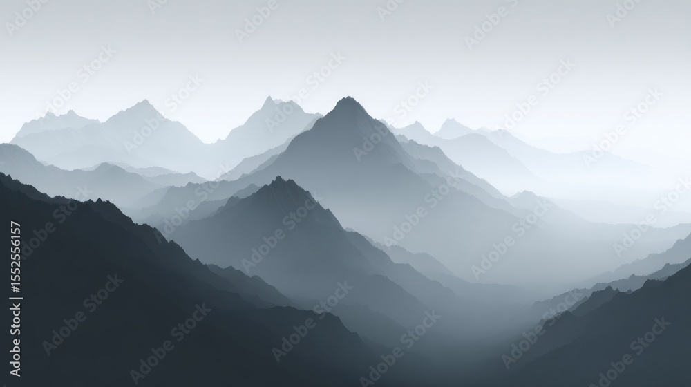 Fototapeta premium Misty mountain range panorama