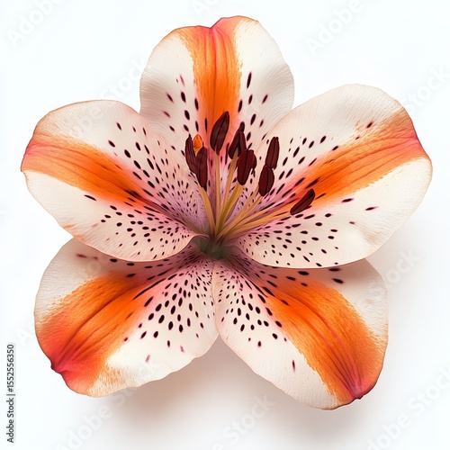 Lily flower orange and white petals, on a white background