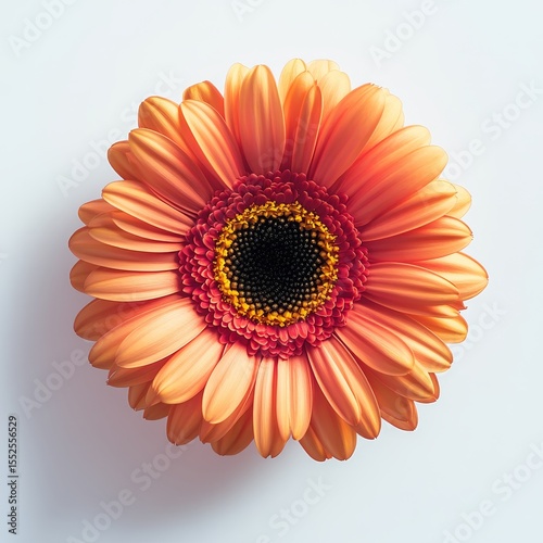 Top view a gerbera daisy on white background 