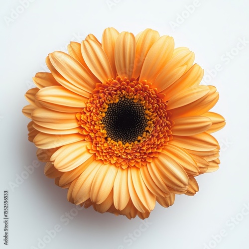 Top view a gerbera daisy on white background 