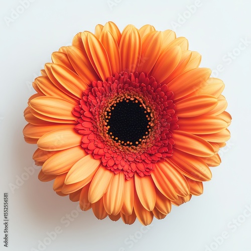 Top view a gerbera daisy on white background 