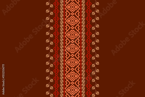 Neck geometric abstract Aztec oriental embroidery traditional border pattern. Native geometry neck decorative design for fashion, texture, element, neckline, textile, fabric, clothing, printing