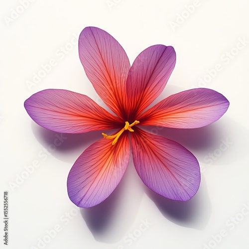  Saffron flower seen from above and silhouetted on a white background