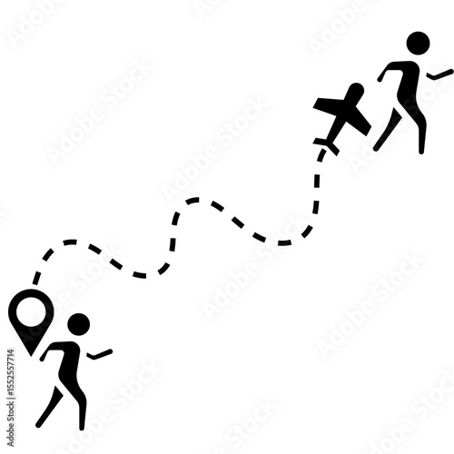 Travel Journey  A Black and White Illustration of a Flight Path