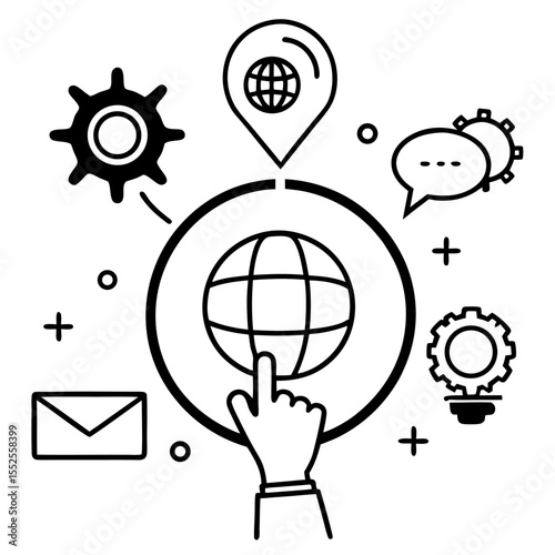 "Customer Service and Digital Support Icons with Global Communication Technology Concept"