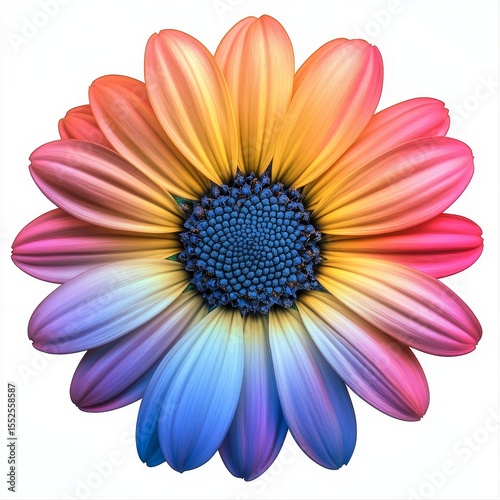Vibrant color of  daisy flower, isolated white background, African daisy. 
