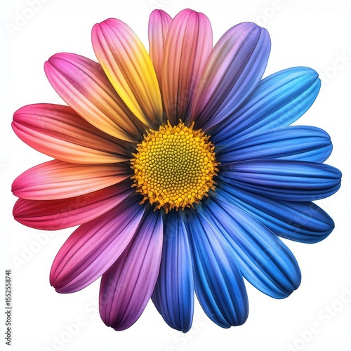 Vibrant color of  daisy flower, isolated white background, African daisy. 