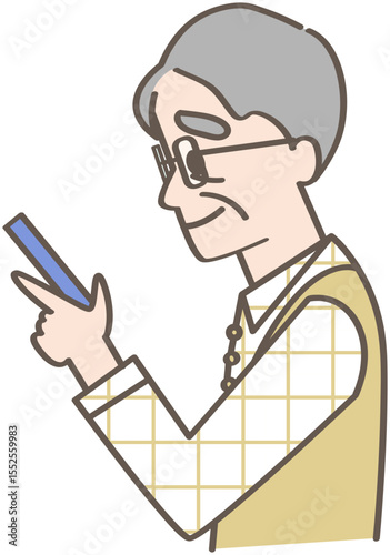 スマホを操作中の人の横顔