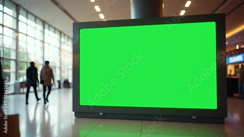 Airport Billboard with Green Screen for Ad Mockup