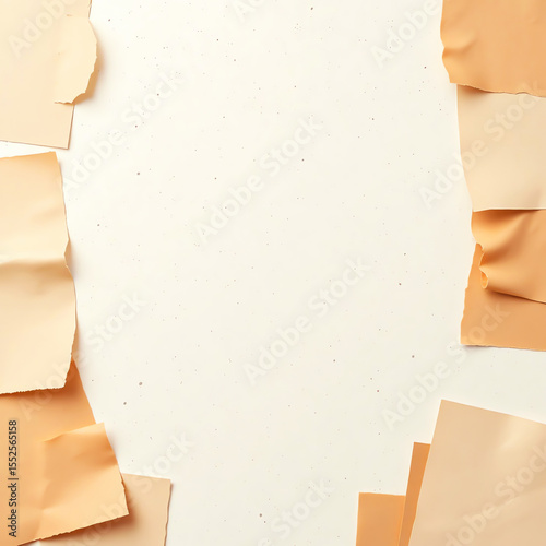 Torn Paper Collage on Speckled Neutral Background