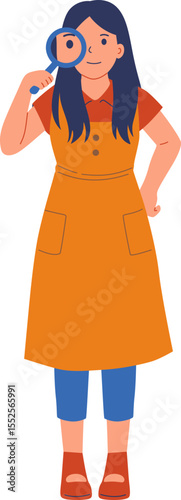 Girl Looking Through Magnifying Glass


