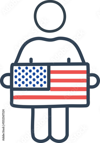 Man, person or patriot holding the American flat
