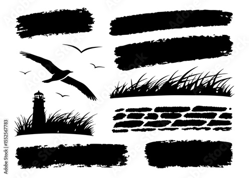 Dirty Paint Marker Strokes with Texture. Realistic Grunge Brush Lines, Underlines, Ink Smears, Drips, and Splashes. Vector Hand Drawn Stroke Set for Borders and Text Callout Design.

