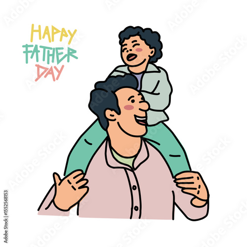 Cute cartoon design of a father holding his son. Father's day illustration design.family, vector cartoon