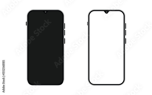 Mobile phone icon set. for mobile concept and web design with black and white screen vector illustration.
