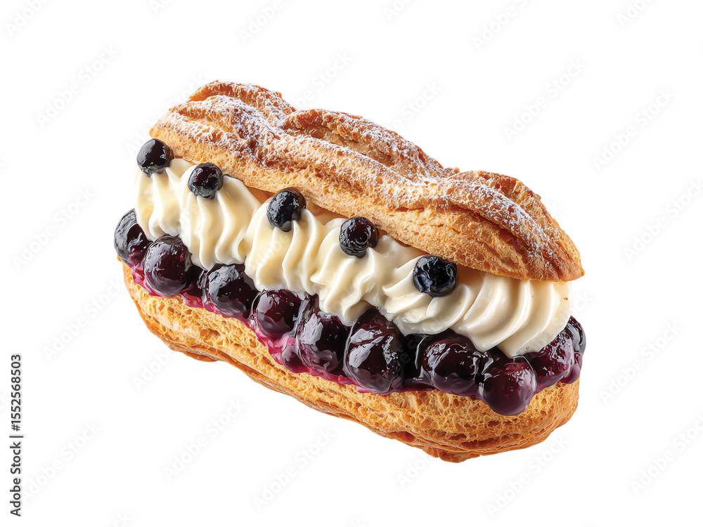 New Blueberry Éclair isolated on transparent background png New Blueberry Éclair isolated on transparent background png