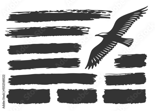 Vector Brushstroke and Marker Line Set. Grunge Ink Smears, Dirty Underlines, Paint Splashes and Spray Drips. Realistic Hand Drawn Texture Borders for Callout Frames and Design Elements.

