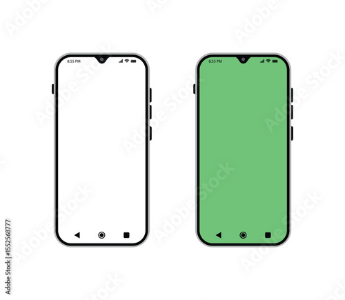 High quality realistic newest version of smartphone with  screen. Realistic vector phone for visual ui app demonstration.