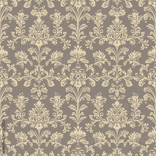 The Damask rococo style is seamless, Champagne on Taupe, and the warm, elegant mood is expensive to use for vector wallpapers.