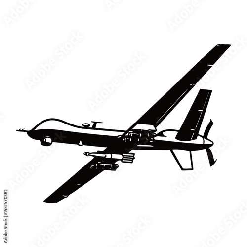 Drone silhouette image on white background