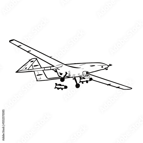 Drone silhouette image on white background