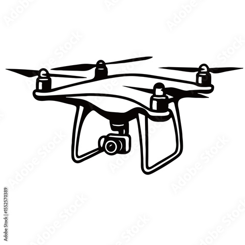 Drone silhouette image on white background