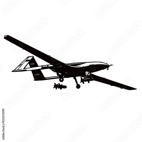 Drone silhouette image on white background