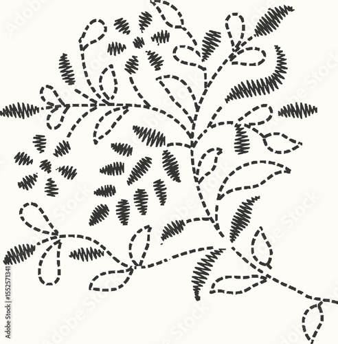 Minimilist stylized floral arrangement featuring roses and leaves in a decorative pattern on dark background art vector