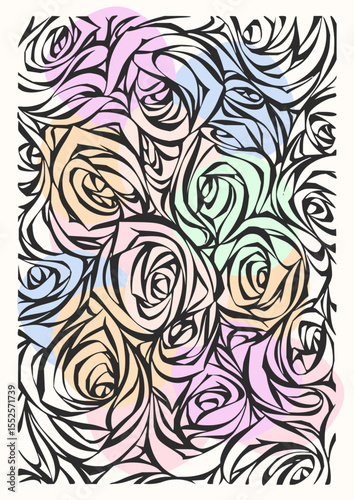 Minimilist abstract linear composition with architectural and organic elements in a surreal arrangement style vector