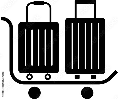 

trolley with suitcase icon. luggage travel gear essentials. traveling bag icons. travel suitcase symbol. Transportation Concept Design
