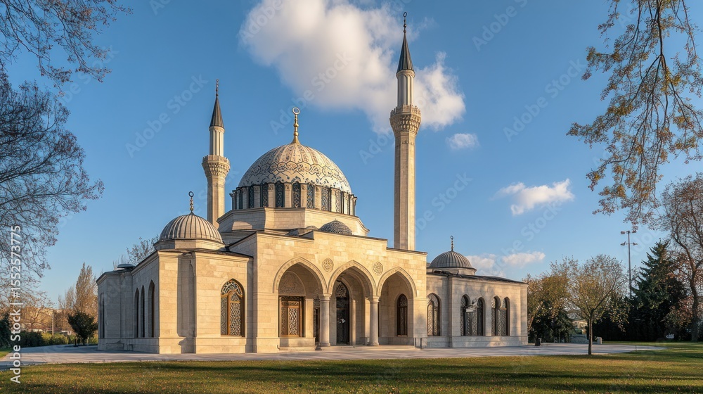 Obraz premium Light-filled mosque exterior, calm setting