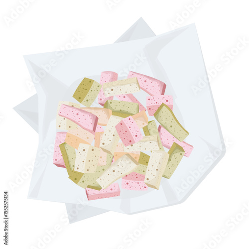 Vector Illustration Logo Clipart Top View Korean Traditional Candy Yeot