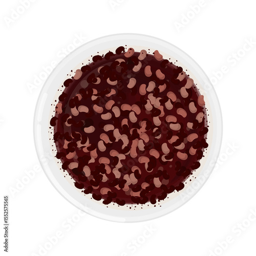 Vector Illustration Logo Clipart Top View Pat Sirutteok or Korean Layered Rice Cake with Red Beans 