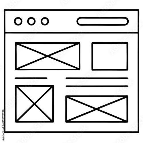 UI/UX wireframe design kit in flat style