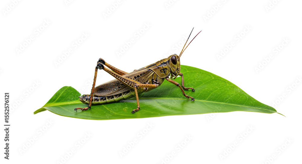 Fototapeta premium Closeup of a Grasshopper on a Leaf.